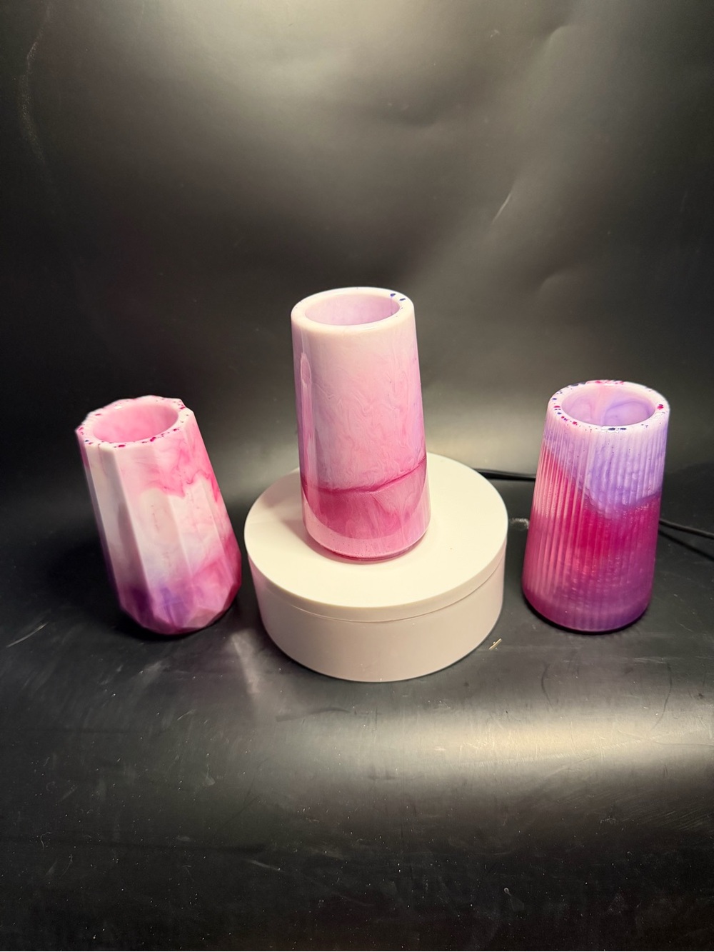 Handmade Pink Marble Votive Holders - Set of 3